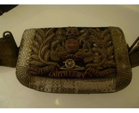 FIRST MIDLOTHIAN ARTILLERY VOLUNTEERS BELT, BUCKLE, OFFICERS POUCH AND HAT