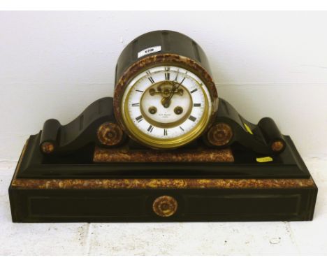 HENRY MARC, PARIS SLATE AND MARBLE MANTLE CLOCK