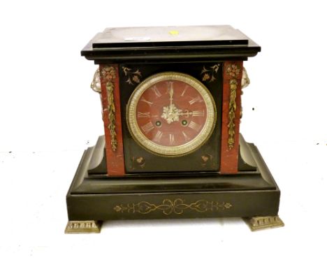 2 HOLE SLATE MANTLE CLOCK