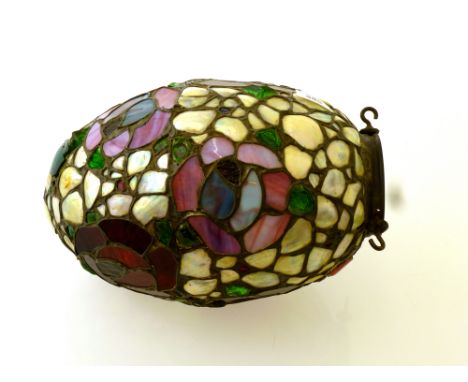 COLOURED GLASS AND MOTHER OF PEARL LIGHT SHADE