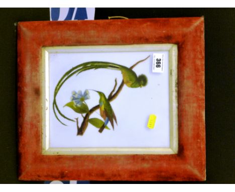 PAINTING ON TILE OF 2 BIRDS ON A BRANCH 