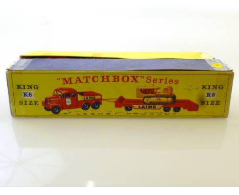 BOXED MATCHBOX KING K-8 SIZE TRACTOR AND TRANSPORTER