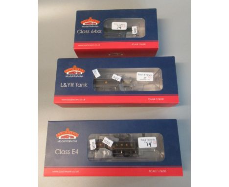 Three Bachman Branch-line model railways to include: Land YR Tank, class E4 and class 64XX, scale 1:76/OO.  All in original b