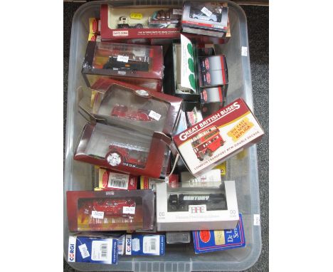 Box of assorted diecast model vehicles all appearing in original boxes to include: Corgi, exclusive first editions, Atlas, Gr