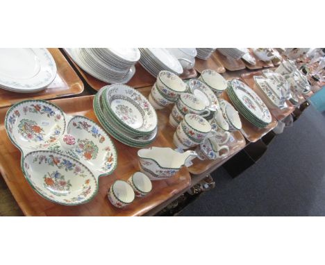Six trays of Copeland Spode 'Chinese Rose' design items to include: lidded tureens, coffee pot, coffee cups and saucers, wate