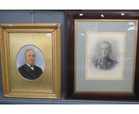Four framed photographic portraits and a coloured print, ladies in a garden. Framed.  (5)    (B.P. 21% + VAT) 