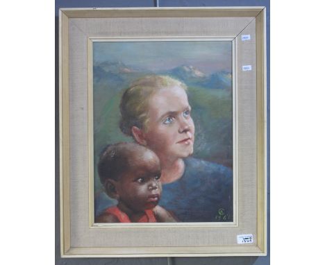 Monogram 'C A', portrait study, signed and dated 1961, oils on canvas, framed.  46x35cm approx.   (B.P. 21% + VAT) 