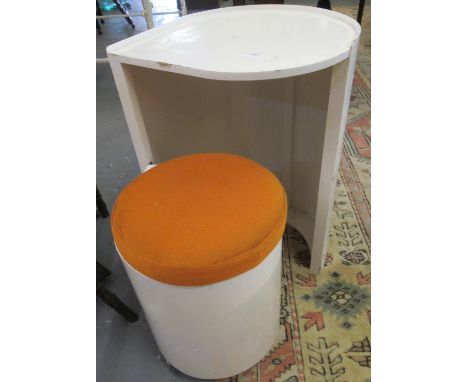 1960s white painted lamp table with pullout stool and orange fabric seat.   (B.P. 21% + VAT) 