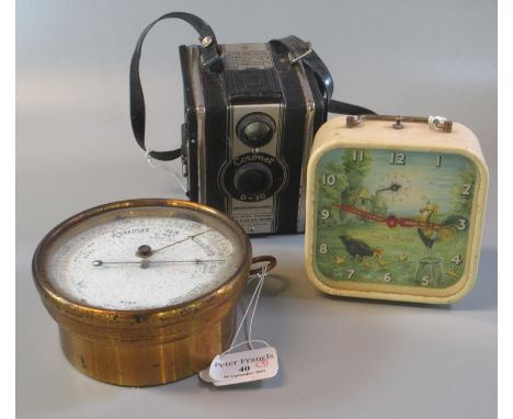 A presentation brass hanging barometer, inscribed verso ' The Wave, Winner of the amateur sailing race, Littlehampton Regatta