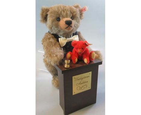 Steiff 'Auction Set'.  Caramel, 28cm approx and red, 6cm approx Ltd Edition of 1500 sets, exclusively for Europe with box and