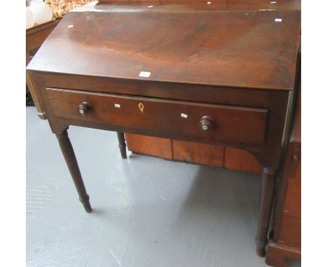19th Century Welsh oak fall front clerks desk, having single drawer standing on ring turned baluster legs. (B.P. 21% + VAT) W