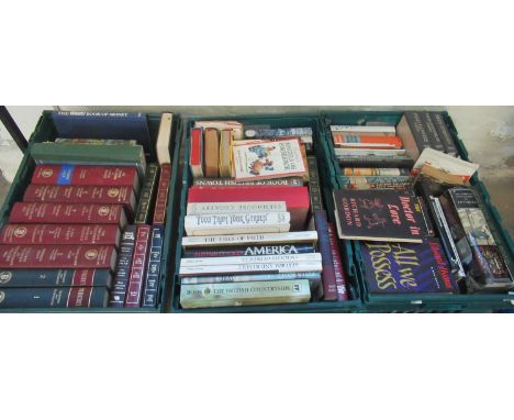 Three crates of assorted mainly hardback books including: 'The British Encyclopaedia of Medical Practice', 'Book of the Seasi