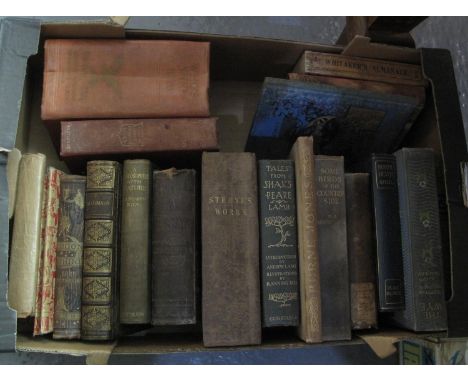 Three boxes of antiquarian books: 'Wreck of the Hesperus', Longfellow, published 1887, 'Philosopher with Nature', Benjamin Ki