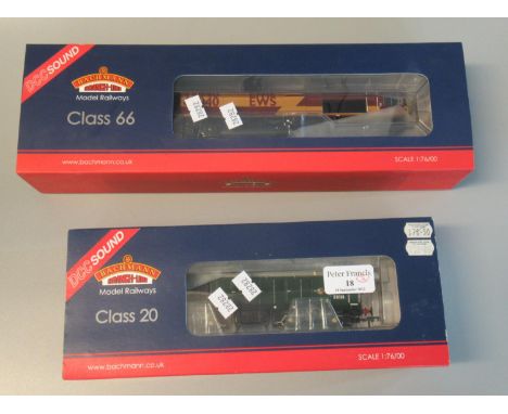 Bachman Branch-line model railways class 20 and class 66, scale 1:76/OO.  Both in original boxes.  (2)  (B.P. 21% + VAT) 
