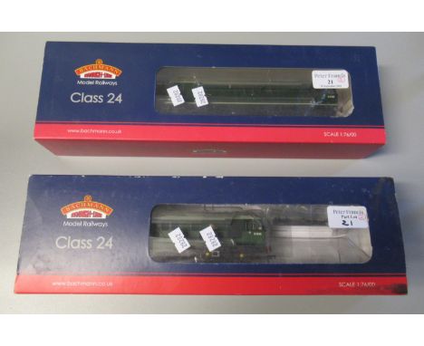 Two Bachman Branch-line model railways, to include: Class 24 BR Green and BR Two tone green with sound, scale 1:76/OO.  Both 