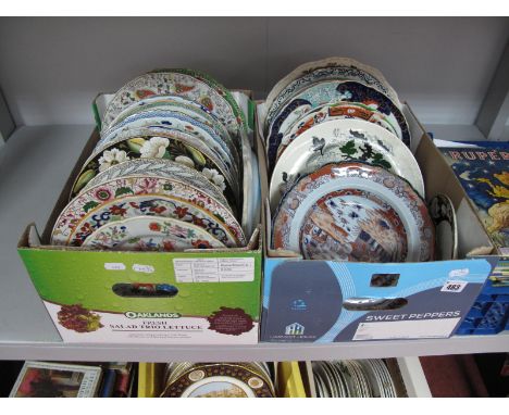 A Collection of Mainly XIX Century Ashworth/Mason's Ironstone Plates, various patterns (over forty):- Two Boxes