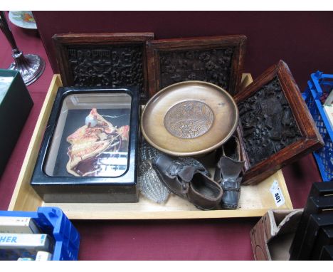 Lehrmittelwrke of Berlin Doctor's Model of Jaw, leather dolls shoes, Thorens musical nut bowl, wallpaper blocks, etc:- One Tr