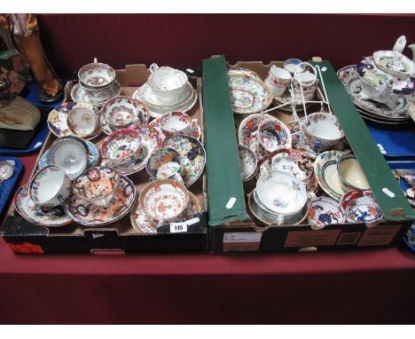 A Collection of XIX Century and Later Mason's/Ashworth Cups and Saucers, various patterns; plus oddments:- Two Boxes