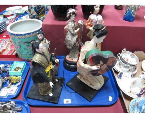 Five Oriental Model Figures, with fabric clothing:- One Tray 