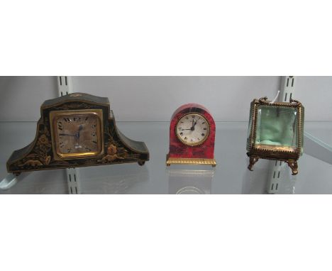 A XIX Century Watch Case, brass effect swing handle, mounts and scroll feet, bevelled glass panels, a 1920's French chinoiser