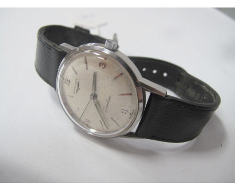Longines; A Vintage Jamboree Gent's Wristwatch, the signed dial with baton markers, Arabic numerals and centre seconds, on a 