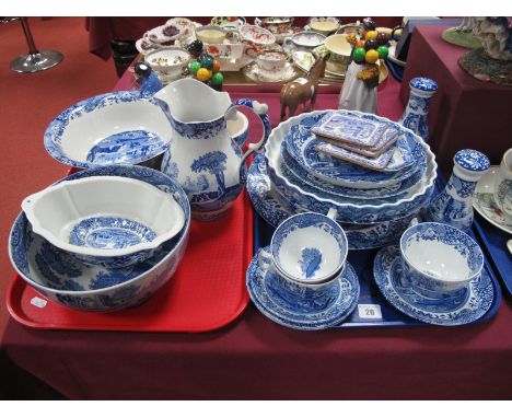 Copeland Italian Spode Black Stamp Bowls, jug, salt and pepper pots, flan dish, plates, mortar and pestle, etc.