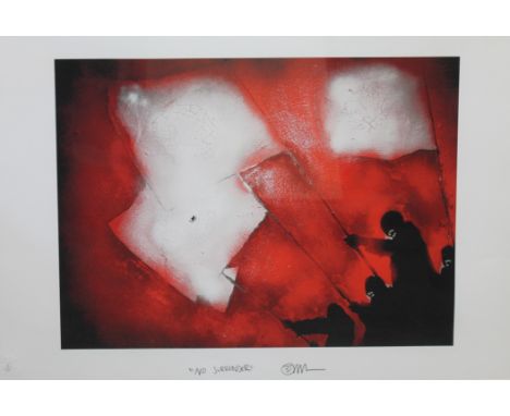 Robert Del Naja '3D Massive Attack' (b1965), "No Surrender", screen print, limited edition no. 16/25, signed, titled and numb