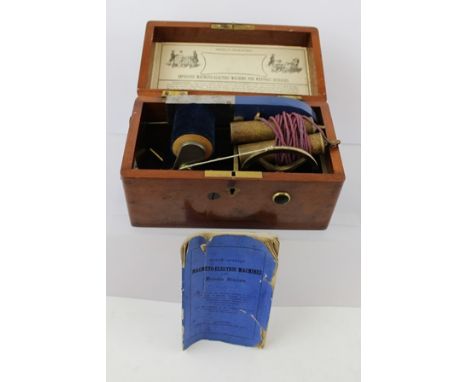A VICTORIAN "NEWLY INVENTED IMPROVED MAGNETO ELECTRIC MACHINE FOR NERVOUS DISEASES" with hand fittings and instruction manual