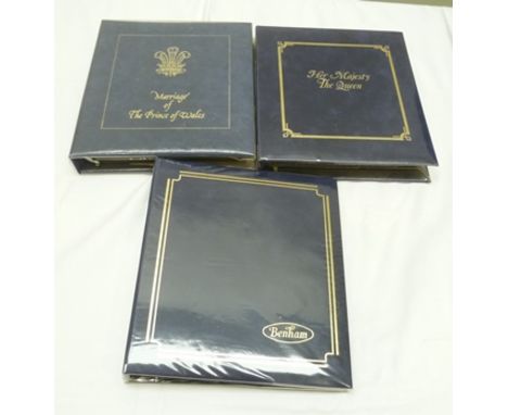 A BENHAM FIRST DAY COVER ALBUM (blue) containing a Benham silk collection including; The Marriage of The Prince of Wales and 