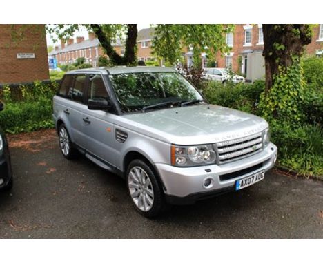 RANGE ROVER SPORT HSE TDV8 AUTOMATIC, colour silver, reg. AXO7 AUC, 3,628cc diesel, first reg.29/6/2007, MOT until 9/11/16, r