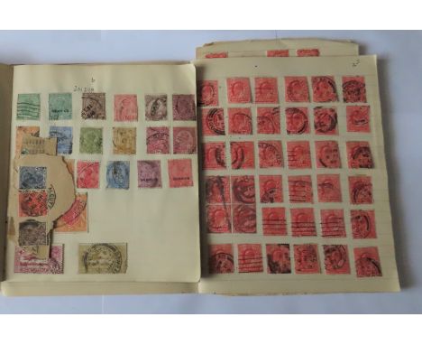 Great Britain and early Commonwealth in two vintage 'exercise books, one with considerable Edward VOO/few Victoria/used, othe