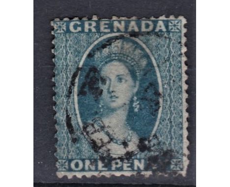 Grenada 1861-Definitive SG1 used 1d clear portrait blue-green SG£300