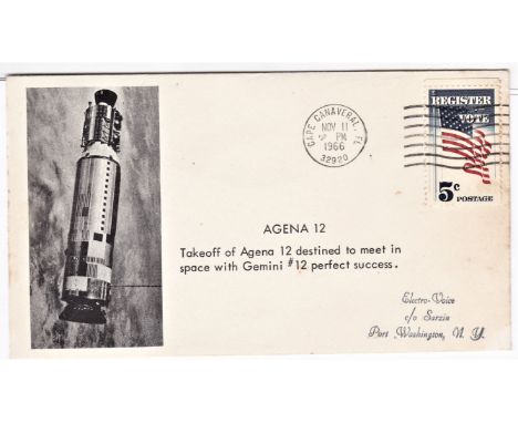 Space + Rocket Mail-Envelope issued for the launch of Agena 12 on 11.11.1966 by Atlas Rocket the Agena was the target vehicle