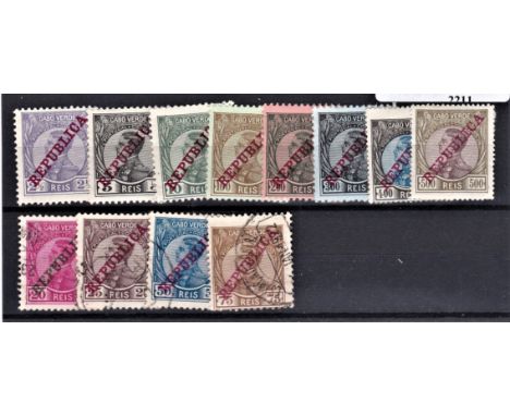 Portugal (Cape Verdi Islands) 1912-Optd King Moneo definitive SG135-137,142-146 m/m  SG138-141 used (12)