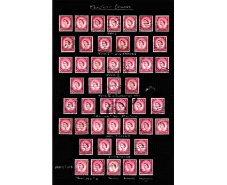 Great Britain 1958-68 Multiple crowns mostly fine used with 2.1/2d Type I (7), UVL shades (7) Type II (7), WMK inverted(4) Br