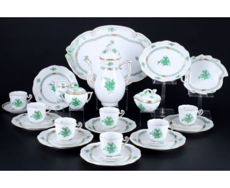 Herend Apponyi Vert Kaffeeservice für 7 Personen, coffee service for 7 pers.,28-teiliges Porzellan, Ungarn 20. Jahrhundert, b