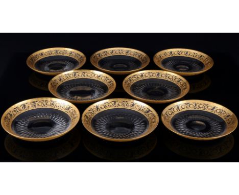 St. Louis Thistle Gold 8 Schalen / Untertassen, bowls / saucers,Kristall, Frankreich, Serie Thistle Gold, ohne Ätzmarke, 5x H