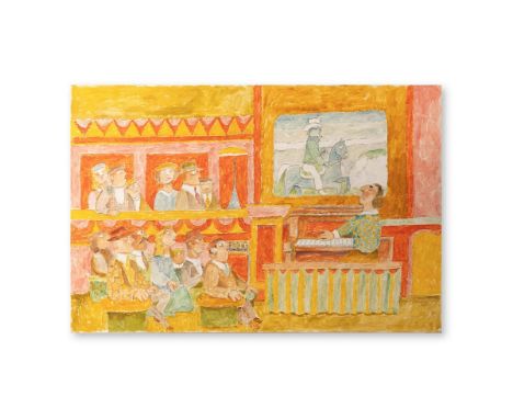Vincent Bennett (1910 - 1993) Oil on canvas panel, 'Silent Film' Signed to verso. 51cm x 76cm.