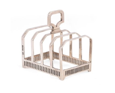 Silver five-bar toast rack, Sheffield 1920, Mappin and Webb, 82.3g, 8cm wide.