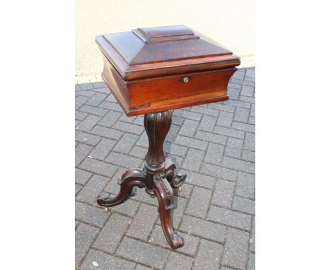 William IV rosewood teapoy of sarcophagus form, 81 x 41 x 38cm.