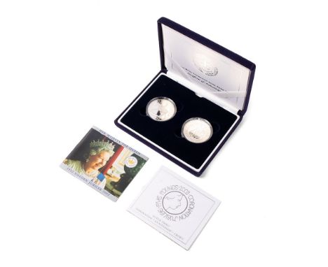 Royal Mint 'The Royal Celebration Silver Proof Set' to include two crowns, both weighing 28.28g of sterling silver.