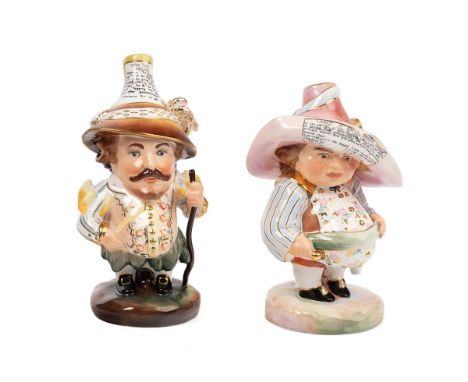 A pair of Royal Crown Derby Mansion House Dwarves, tall hat Theatre Royal Hay-Market ... , short hat Auction of Elegant House