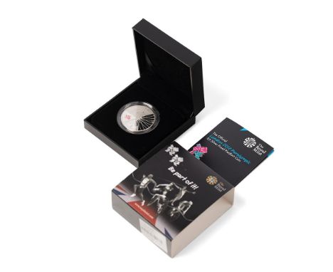 The Royal Mint 'The Official London 2012 Olympic £5 Silver Proof Piedfort Coin', weighing 56.56g of sterling silver.