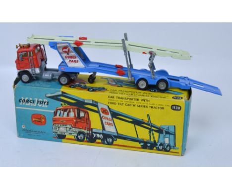 A boxed Corgi 1138 car transporter with Ford tilt cab 'H' series tractor.