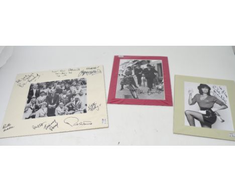 Three signed photographs for the television programmes; 'Dad's Army', ''Allo 'Allo!' and 'Hi-de-Hi', signatures include Clive