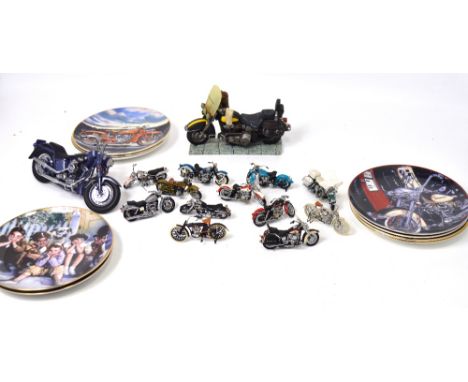 Ten Franklin Mint 1:24 scale die cast Harley Davidsons to include the 1907 Harley Davidson, EL Knucklehead and Fat Boy (one i