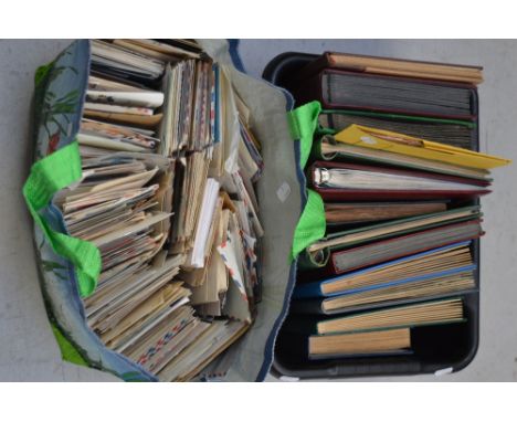 Eight stock book albums and four albums of world stamps to include a folder of early Norwegian stamps and a large selection o