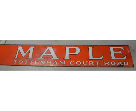 A 'Maple Furniture Store' of Tottenham Court Road enamel sign, length 272cm.