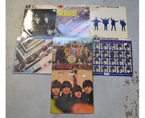 The Beatles; six first pressing LP albums 'Help', 'Beatles for Sale', 'Sergeant Pepper's lonely Hearts Club Band', 'A Hard Da