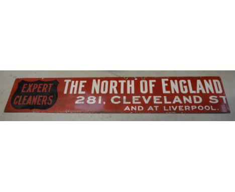 A part 'The Northern Carpet Cleaning Co' of 281 Cleveland Street enamel sign, approx length 244cm.